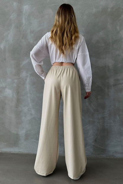 Loose faux leather pants